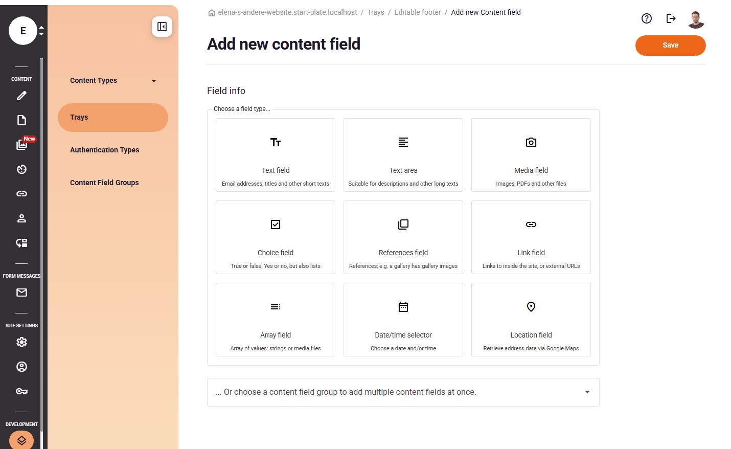 Add New Content Field