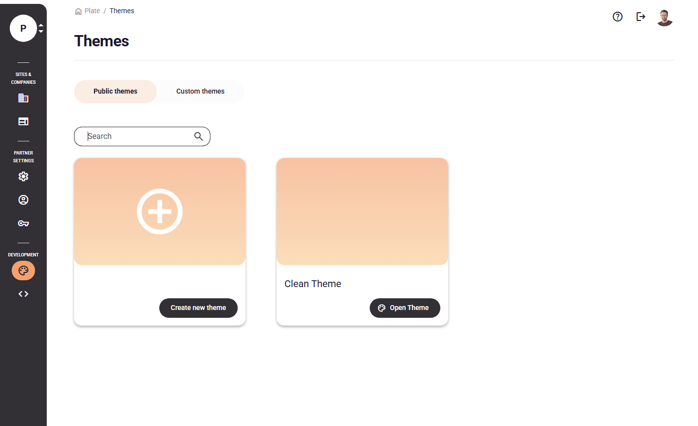 Create new theme button